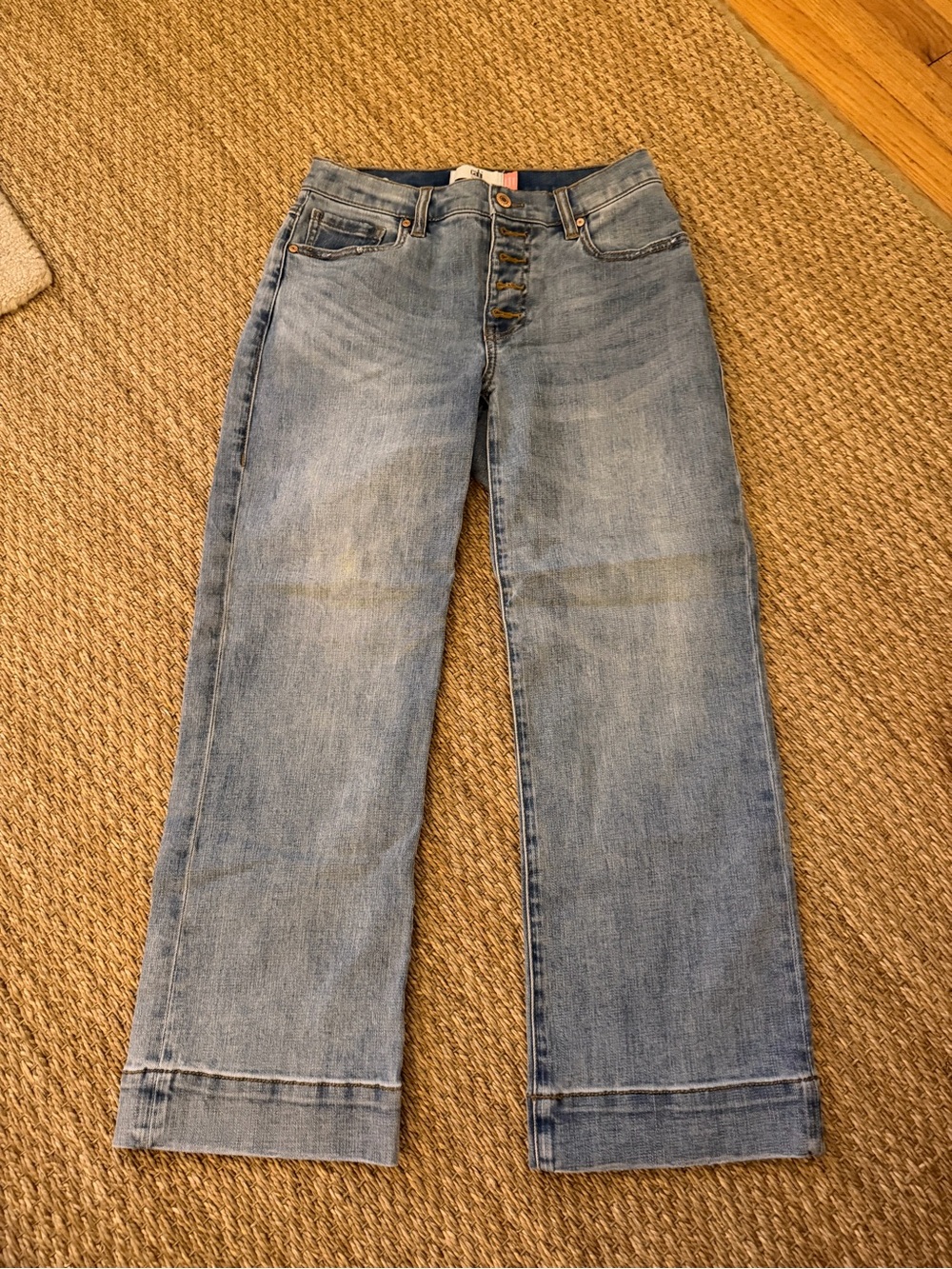 CAbi Light Blue High-Rise Cropped Wide-Leg Jeans